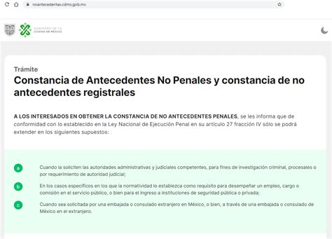 Requisitos para carta antecedentes no penales en。